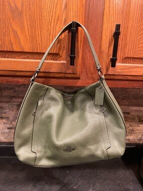 Coach Pebbled Leather Shoulder Bag in Olive